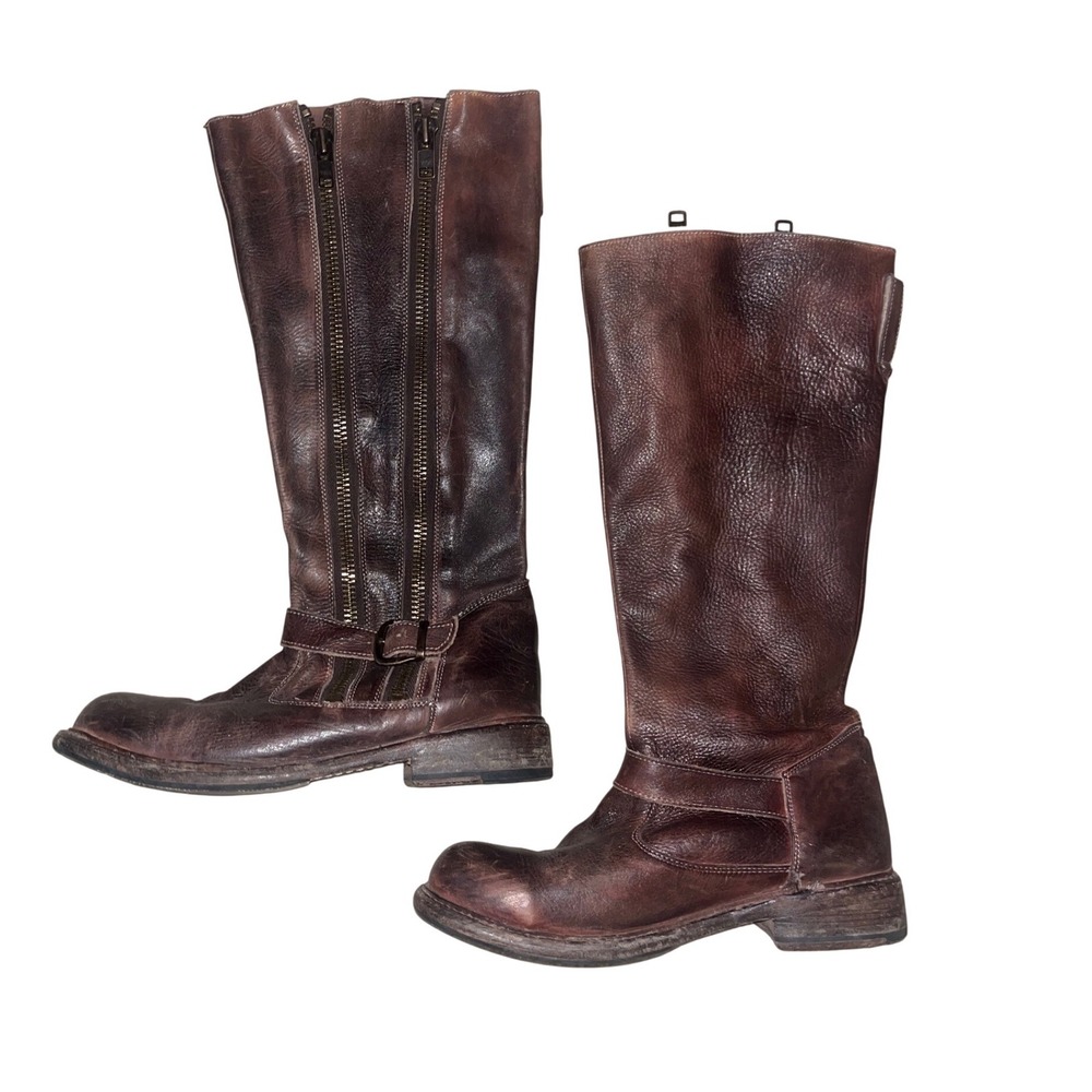 Bed Stu Women's Tango Leather‎ Tall Riding Boots Distressed Brown Zip- Size 10 - Picture 2 of 12